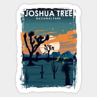 Joshua Tree National Park at Night Vintage Minimal Travel Poster Sticker